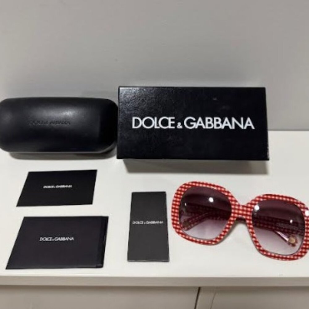 Dolce and Gabbana Red Gingham Sunglasses